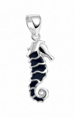 Picture of SEAHORSE PENDANT, BLACK AGATE INLAY, 20mm LONG