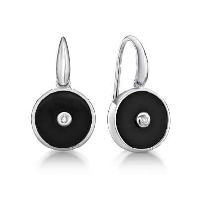 Picture of RD ONYX SHP HOOK EARRING