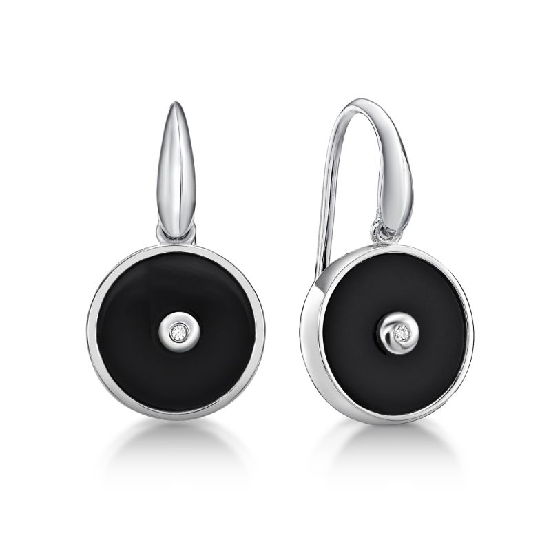 Picture of RD ONYX SHP HOOK EARRING