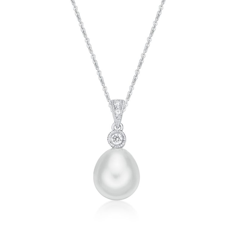 Picture of 8mm FW WHT, MILL GRAIN. PEND with CHAIN