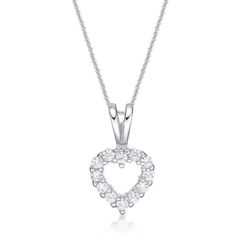 Picture of HEART, 12x CZ, SPLIT BAIL WH with CHAIN