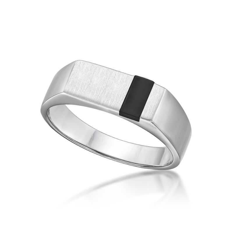 Picture of MENS RECT. SIGNET RING ONYX INLAY