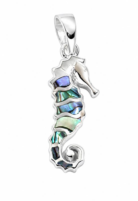 Picture of SEAHORSE PENDANT, PAUA INLAY, 20mm LONG