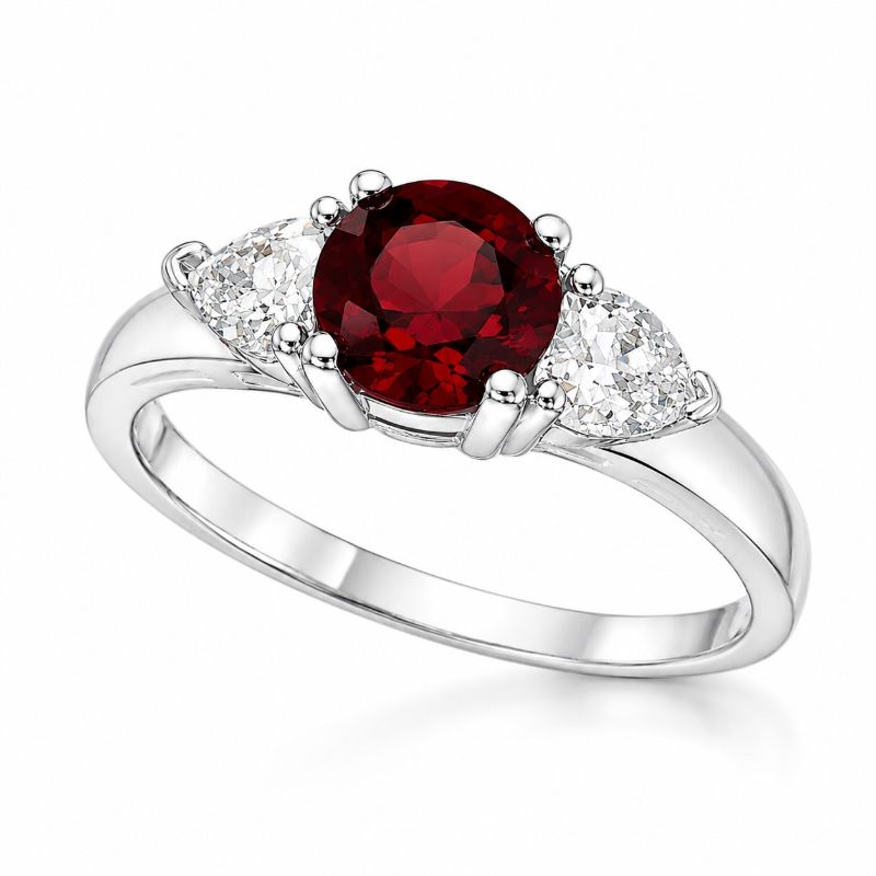 Picture of 3 STONE. RED 5.5ctr, 2x HEART
